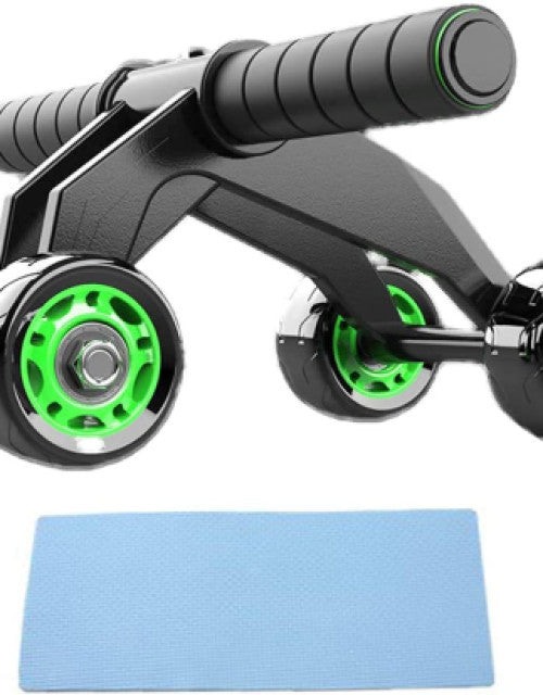 Anti-skid four-wheel ab roller being used for total body exercise