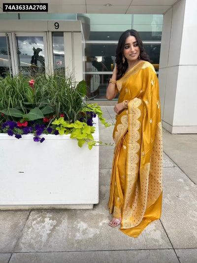 Buy Mustard Yellow Art Silk Jacquard Saree for Women - Wedding, Party Wear & Ethnic Online