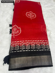 Buy Artisan Printed Linen Blend Saree for Women Online | Effortless Ethnic Style