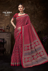 Authentic Ajrakh Mul Cotton Saree - Easy Drape Festive Wear for Women