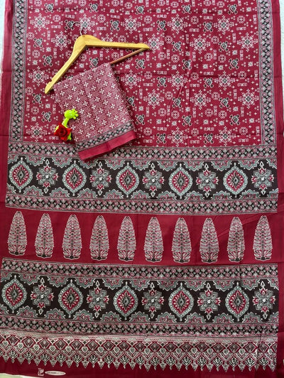 Authentic Ajrakh Mul Cotton Saree - Skin-Friendly & Easy Drape for Party Wear