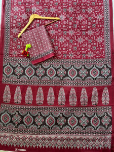 Authentic Ajrakh Mul Cotton Saree - Skin-Friendly & Easy Drape for Party Wear