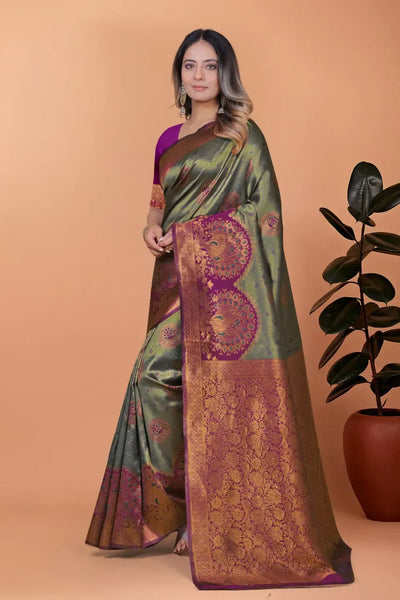 Authentic Banarasi Silk Saree with Elegant Zari Weaving for Women