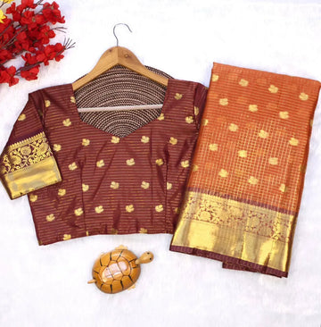 Authentic Banarasi Tissue Saree - All-Over Butti & Heavy Border for Festive Elegance
