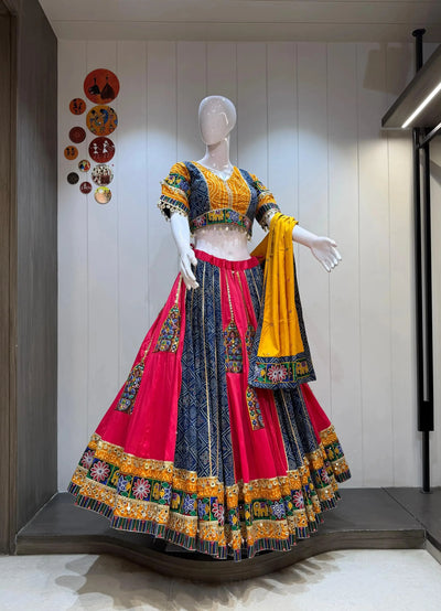Authentic Bandhani Lehenga Choli - Heavy 8-Meter Flare Festive Wear for Navratri