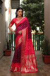 Authentic Bandhej Silk Saree with Rich Zari Tissue Pallu - Traditional Festive Wear for Women