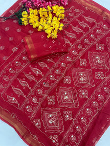 Authentic Cora Silk Saree with Ari Work for Festive Prep