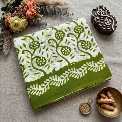 Authentic Cotton Batik Saree - Elegant Unstitched Medallion Collection for Festive Wear