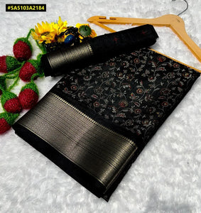 Authentic Dola Silk Saree - Pen Kalamkari Zari Border for Women