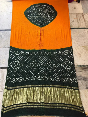 Authentic Gaji Silk Bandhani Saree - Hand Bandhej Festive Wear for Women