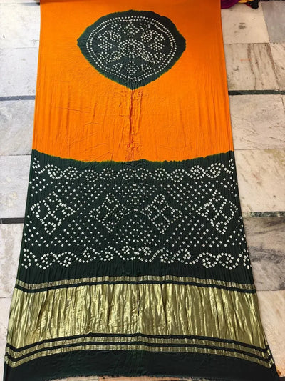 Authentic Gaji Silk Bandhani Saree - Hand Bandhej Festive Wear for Women