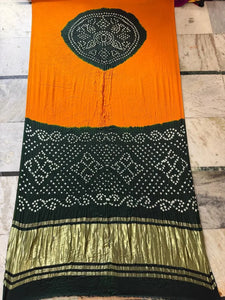 Authentic Gaji Silk Bandhani Saree - Hand Bandhej Festive Wear for Women