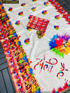 Authentic Handloom Silk Saree - Vibrant Holi Design for Women