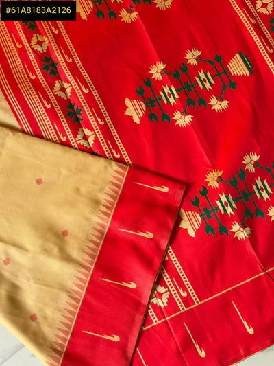 Authentic Handloom Soft Silk Saree - Zari Woven Muniya Border for Women