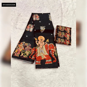 Authentic Handloom Tussar Silk Kalamkari Saree - Elegant Festive Wear for Women