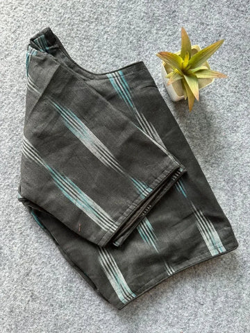 Authentic Ikkat Handloom Cotton Boatneck Blouse with Front Open Design