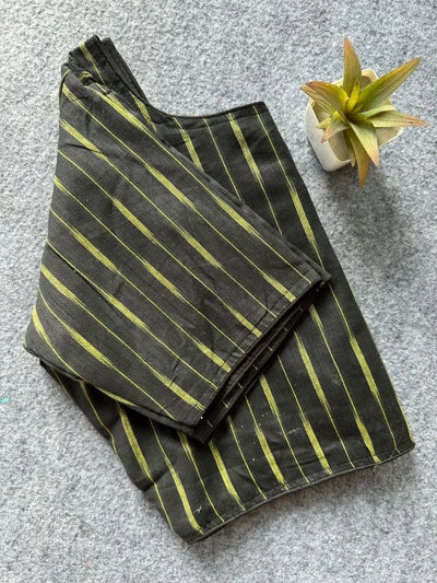 Authentic Ikkat Handloom Cotton Boatneck Blouse with Front Open Design