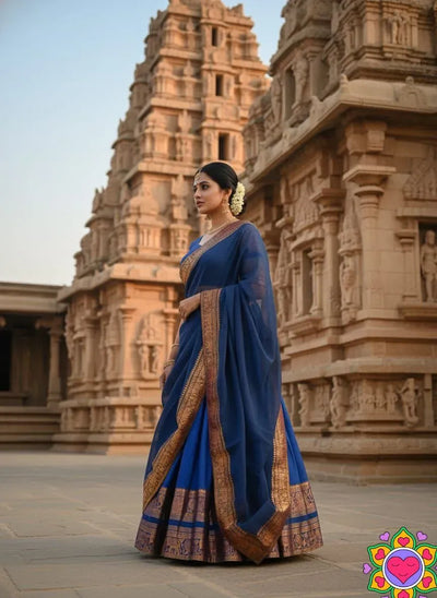 Authentic Kanchi Cotton Lehenga Set - Zari Work for Festive Wear | Sizes XL-XXL