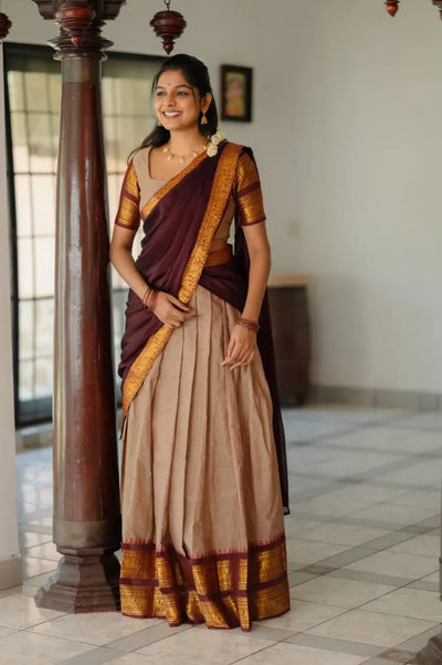 Authentic Kanchi Cotton Lehenga - Zari Weaving for Festive Wear