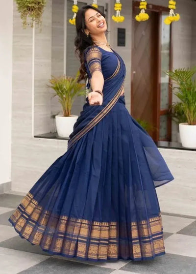 Authentic Kanjivaram Silk Lehenga - Traditional Zari Weaving Festive Wear for Women