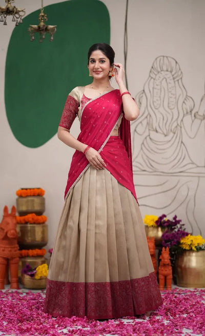 Authentic Kanjivaram Silk Lehenga - Zari Weaving Work for Festive & Bridal Wear