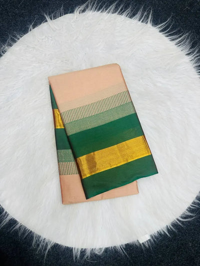 Authentic Korvai Border Silk Cotton Saree - Handcrafted Traditional Wear for Women