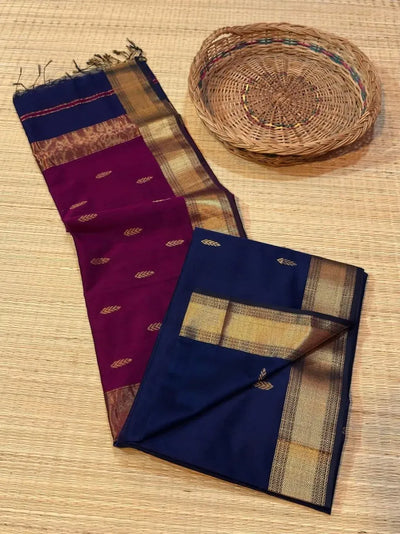 Authentic Maheshwari Cotton Silk Saree - Traditional Terchi Butta for Women