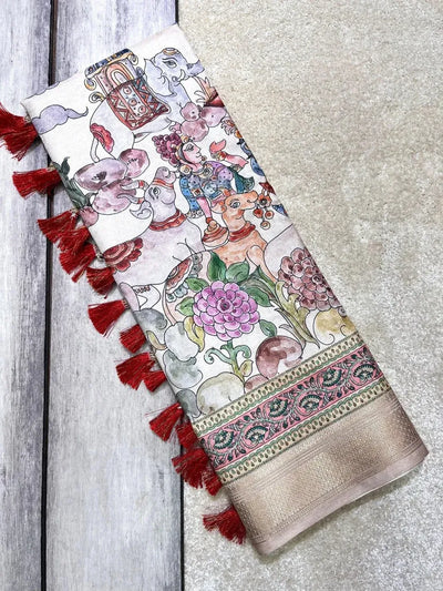 Authentic Manipuri Silk Saree - Madhubani Art for Women