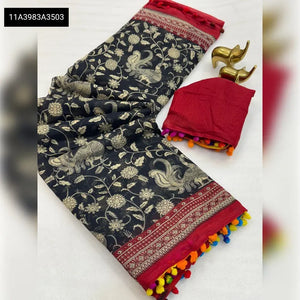 Authentic Mulmul Cotton Ikkat Saree - Soft & Stylish for Festive Wear
