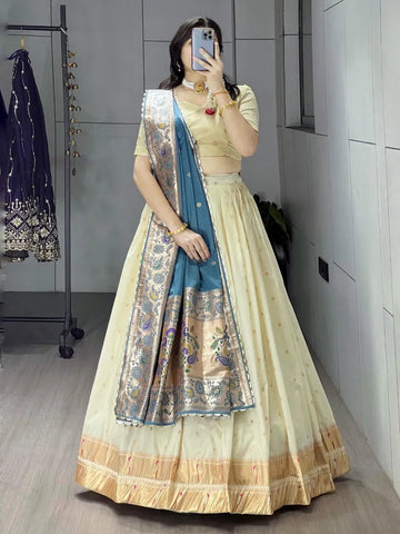 Authentic Paithani Silk Lehenga Choli - Zari Woven for Festive & Bridal Wear
