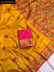 Authentic Pure Bamboo Tissue Paithani Saree - Handwoven Traditional Motifs for Festive & Wedding Wear