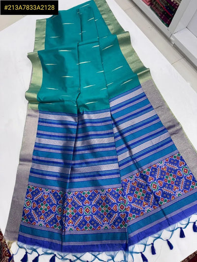 Authentic Soft Khadi Raw Silk Saree - Rich Meena Patola Weaving for Festive Occasions
