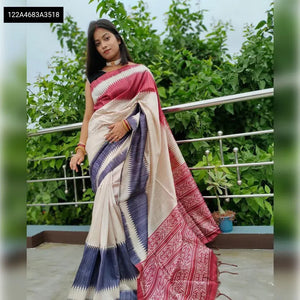 Handcrafted Tussar Silk Saree with Premium Temple Border and Zari Pallu