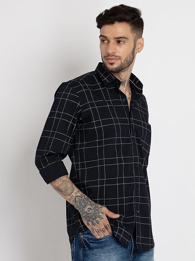 Men's Casual Business Vertical Striped Sleeved Button Up Dress Shirt ( Pack of 1 ) XXL