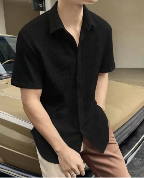 Half Sleeves Shirts for Men black L