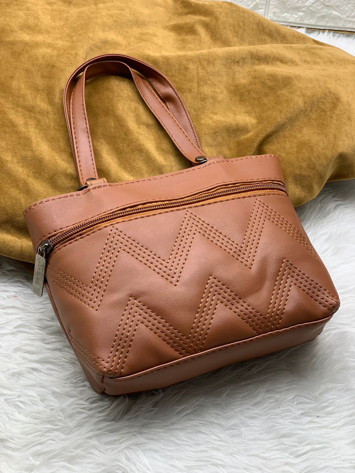Fancy Design Wrist Handle Bag Set for Women - Pack of 2 Bronze