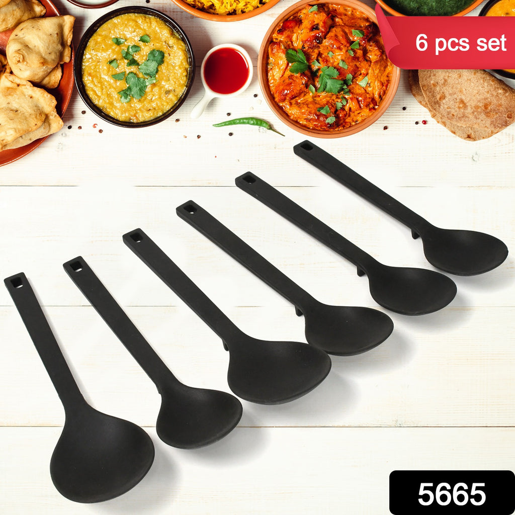 6 Pc set of multipurpose, heat-resistant, non-stick silicone spoons for cooking and baking.