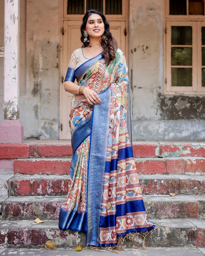Banarasi Silk Digital Print Saree for Women | Wedding & Festive