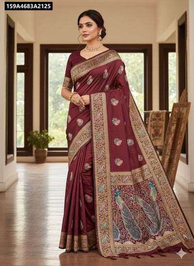 Banarasi Silk Saree 3D Weaving Mina Design for Women | Wedding & Festive