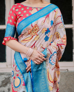 Banarasi Silk Saree Pastel Digital Print for Women | Wedding & Festive Wear