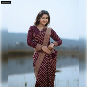 Maroon Gold Banarasi Soft Silk Saree for Women | Festive & Wedding Wear | Buy Ethnic Wear Online