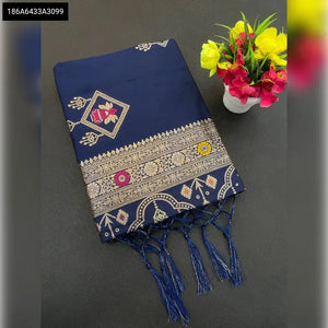 Premium Handcrafted Banarasi Soft Silk Saree with Pure Gold Zari and Heavy Zalar Border