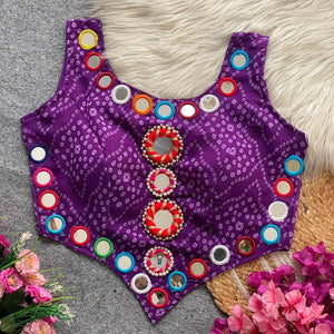 Bandhani Georgette Mirror Work Blouse for Women | Ethnic Style