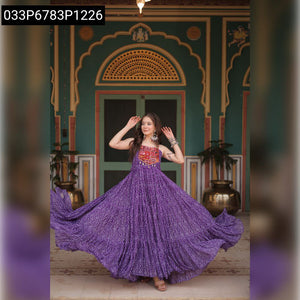 Bandhani Print Women's Gown with Kutchi Patchwork | Festive & Party Wear