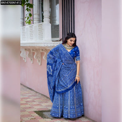 Royal Blue Bandhani Vaishali Silk Lehenga Choli for Women | Navratri Special Ethnic Wear Online