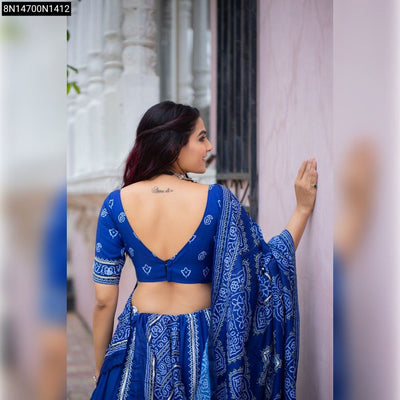 Royal Blue Bandhani Vaishali Silk Lehenga Choli for Women | Navratri Special Ethnic Wear Online