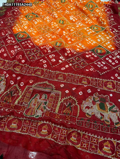 Exquisite Fuchsia and Crimson Ombre Bandhej Art Silk Saree - Premium Handcrafted Festive Wear for Weddings