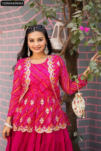 Bandhej Crop Top Lehenga Set for Women | Festive Wear