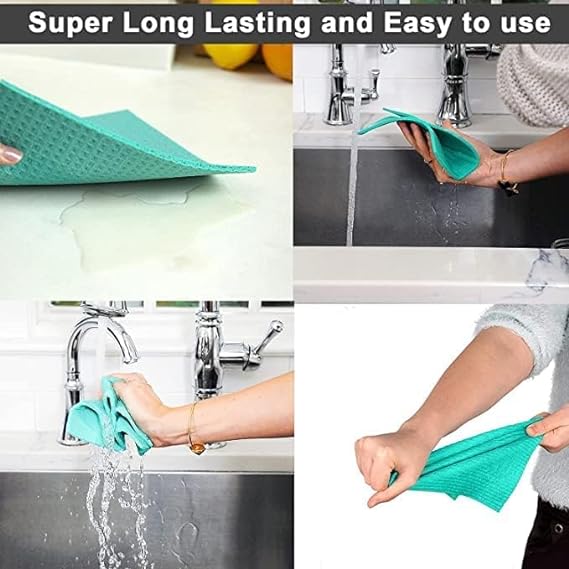 Cellulose Sponge Wipes Kitchen Cleaning Reusable and Washable (Pack of 5) Default Title