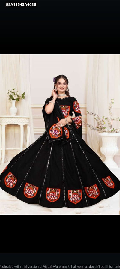 Black Gamthi Mirror Work Lehenga for Women | Authentic Festive & Ethnic Wear Online
